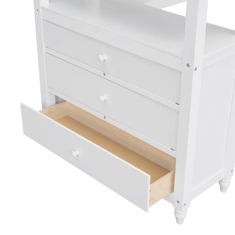 Twin Size Loft Bed with Drawers and Desk