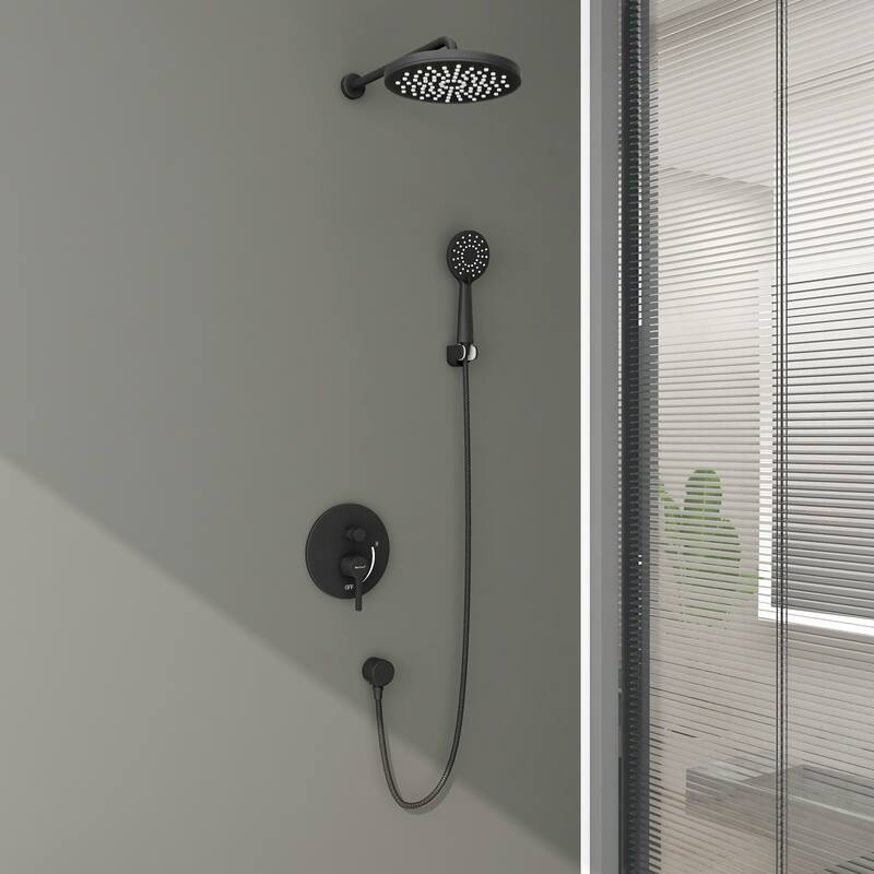 Matte Black Round 2.5 GPM High Pressure Shower System - Black