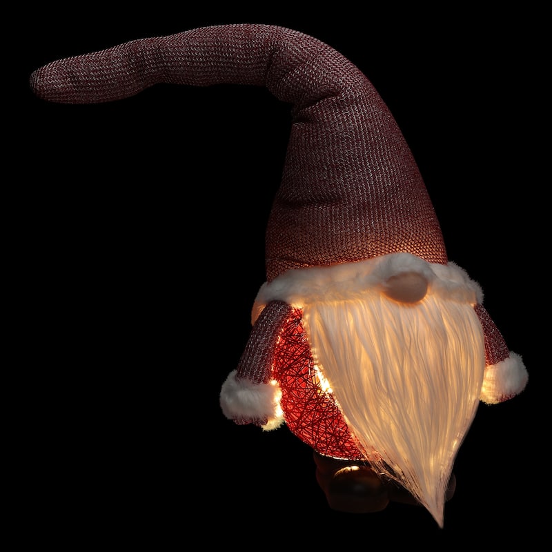 Alpine Corporation 29" H Christmas Santa Gnome with Warm White LED Lights and Timer, Indoor/Outdoor