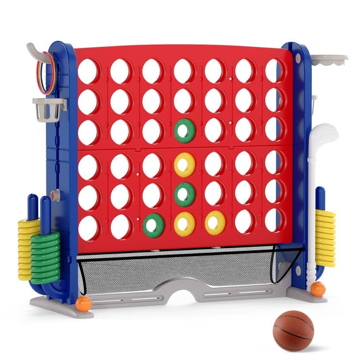 PE PP PVC 4-in-1 Jumbo Game Set with Adjustable Height and Cup Holders - 40.5" x 15.5" x 32.5"-38.5"