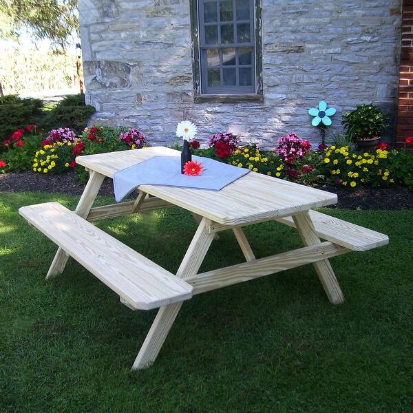 Pressure Treated Pine 6' Picnic Table with Attached Benches Bed Bath