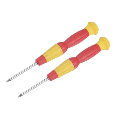 T6 Precision Torx Screwdriver for Watch Electronics Repair, 2 Pcs - Yellow, Red, Silver Tone