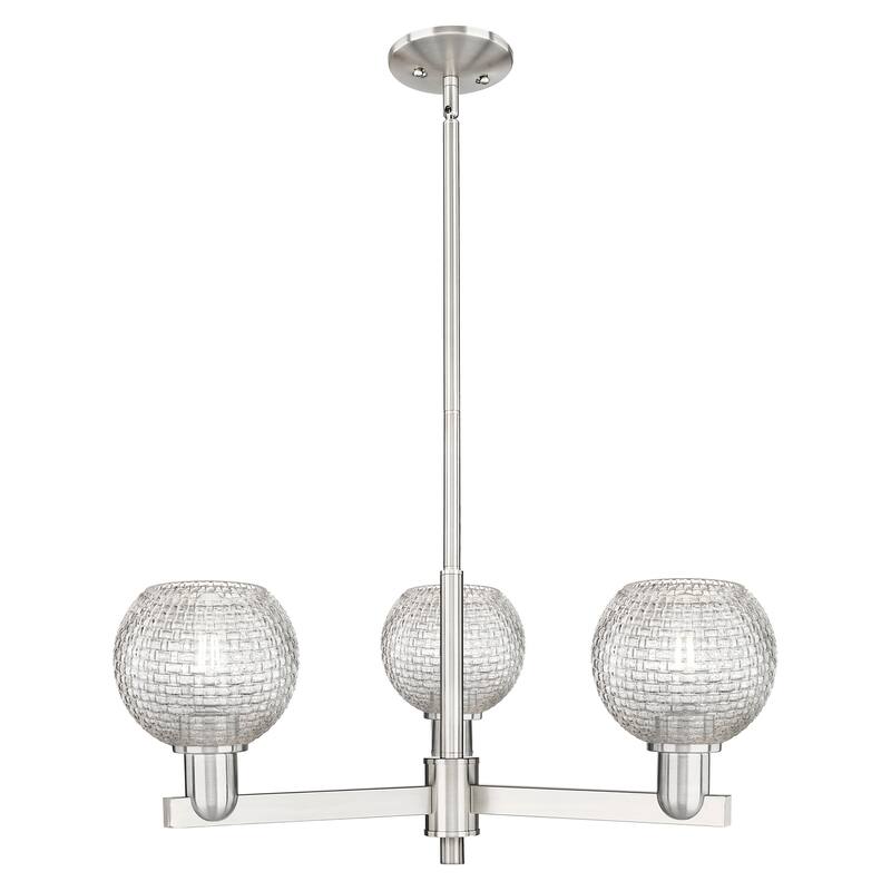 Innovations Lighting Endless Possibilities Arcadia - Athens - 3 Light 28" Basketweave Stem Hung Chandelier - Satin Nickel