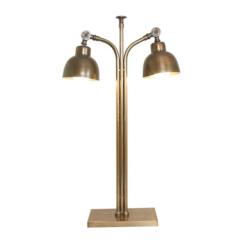 Silver or Brass Stainless Steel Desk Lamp with Dual Shades