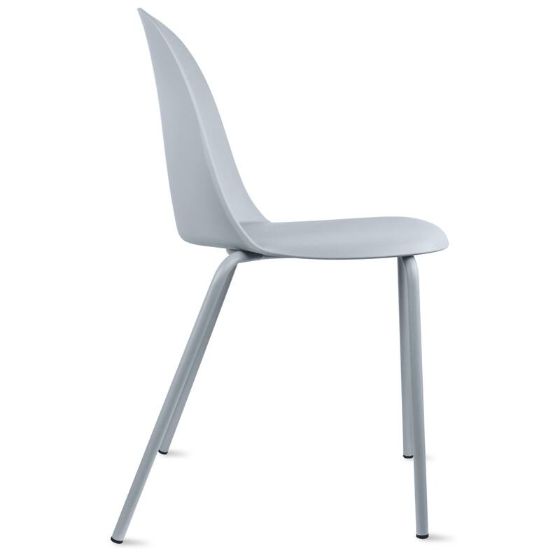 Set of 4 Modern Dining Side Chairs, Armless Molded Plastic Shell Seat with Metal Legs, Stackable Contemporary Chairs
