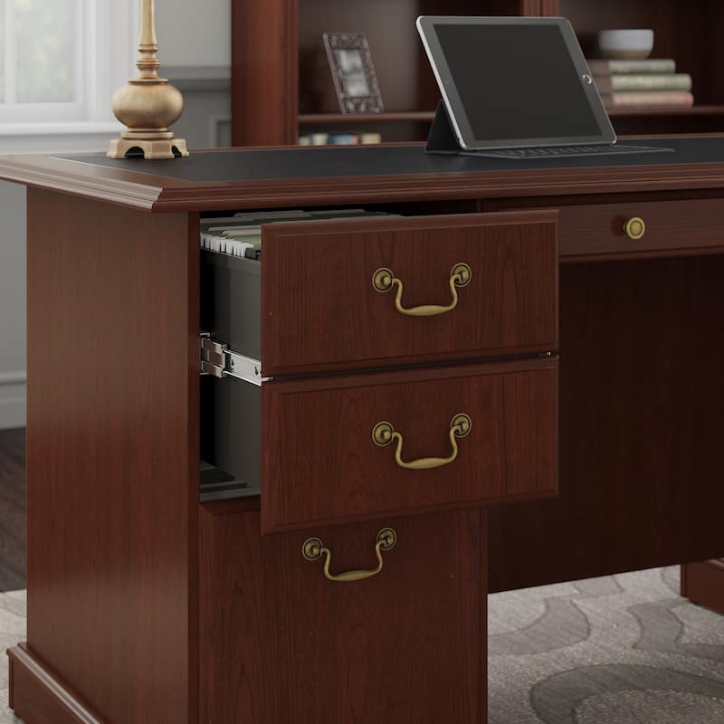 Saratoga Executive Desk and Two 5 Shelf Bookcases in Cherry - Black/Cherry Finish - 66.00"L x 29.45"W x 71.54"H
