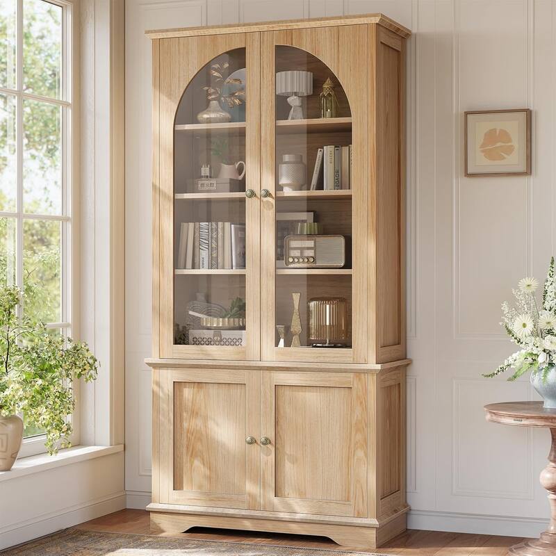 Tall Arched Cabinet Bookcase with storage Bookshelf 2 Door