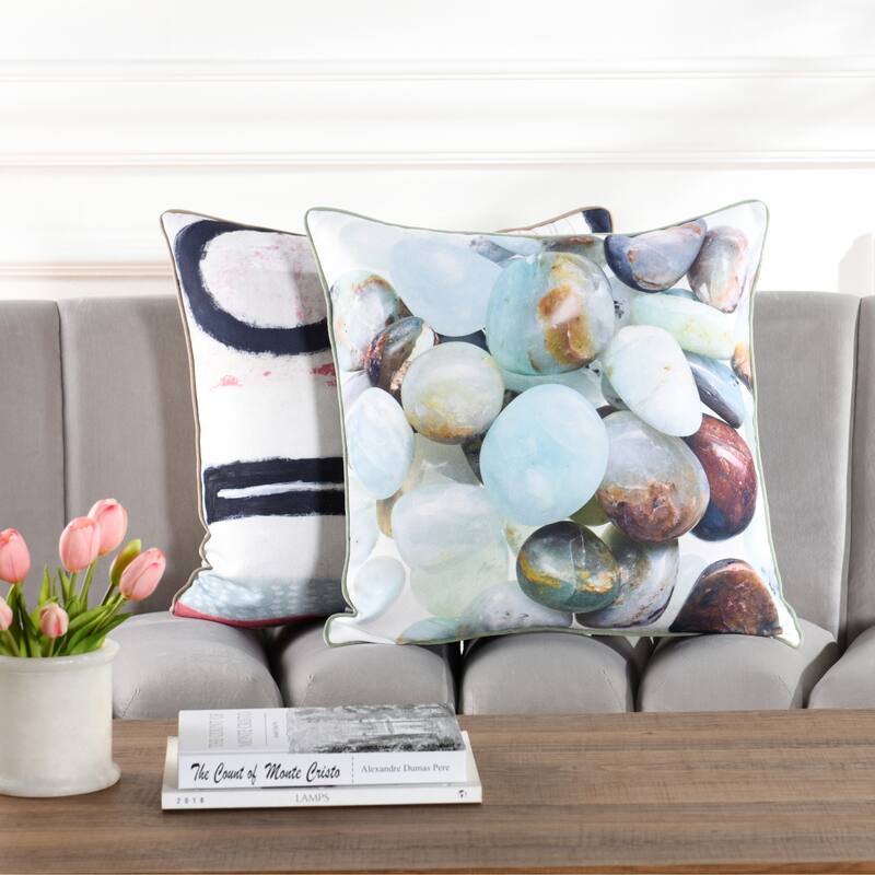 StyleCraft Norman Wyatt Home - Pebble Stone Print Pillow - White