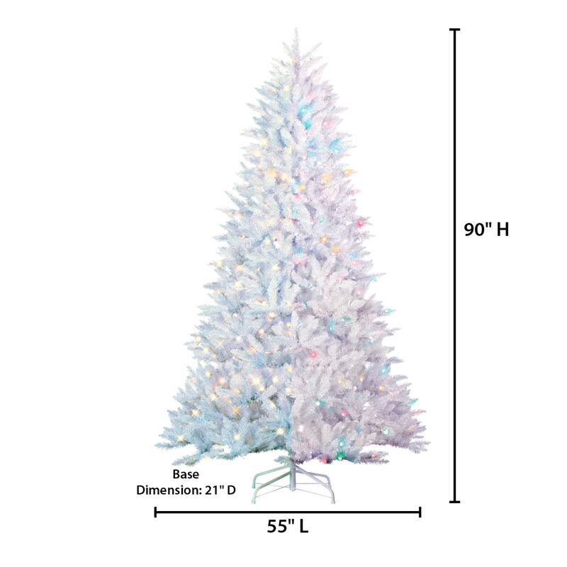 7.5 Foot White Parkview Pine with 600 Color Changing LED Lights - N/A