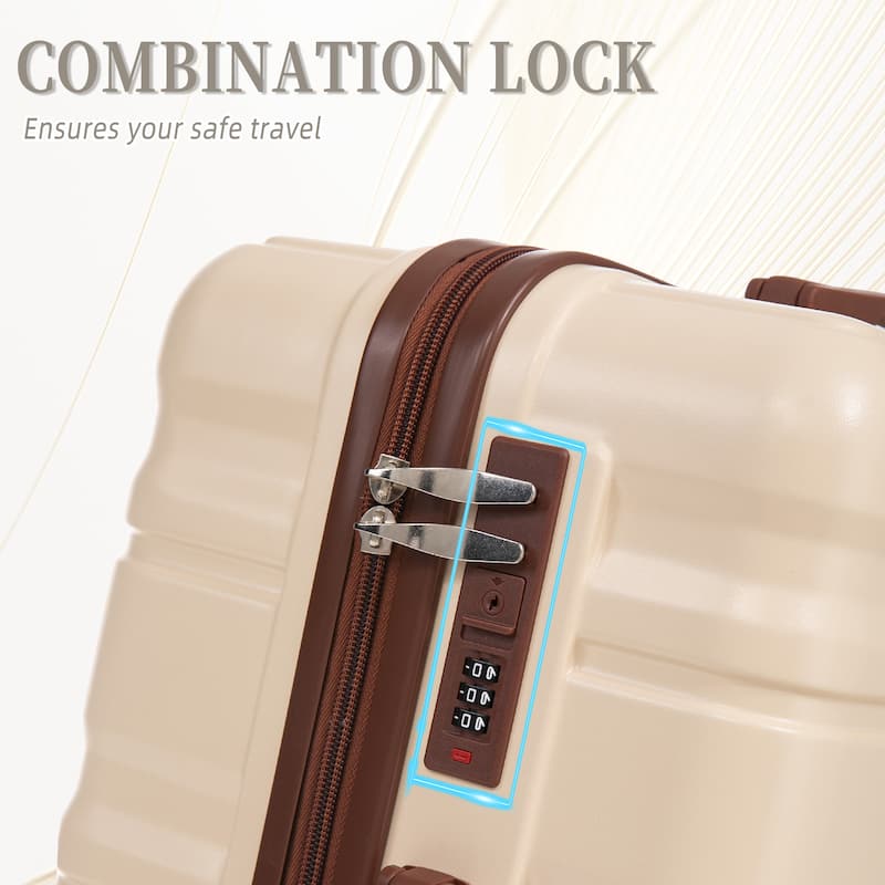 3PCS ABS Carry on Suitcase with Combination Lock