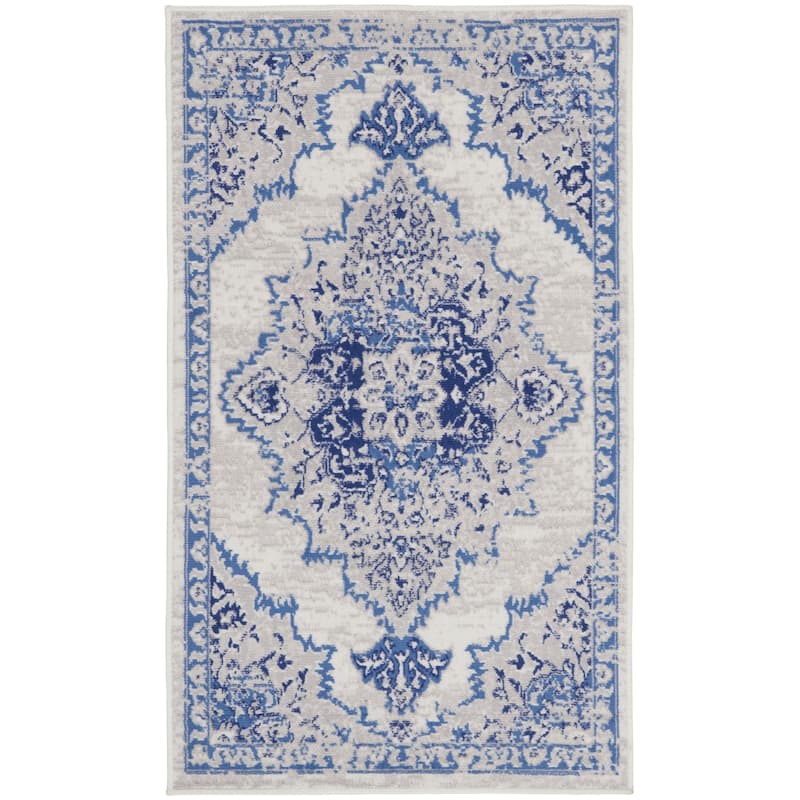 Nourison Whimsicle Persian Medallion Ivory Blue Area Rug