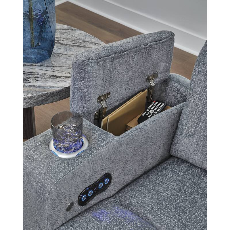 Signature Design by Ashley Forest Lake Gray Power Reclining Loveseat with Console - 76"W x 40"D x 42"H