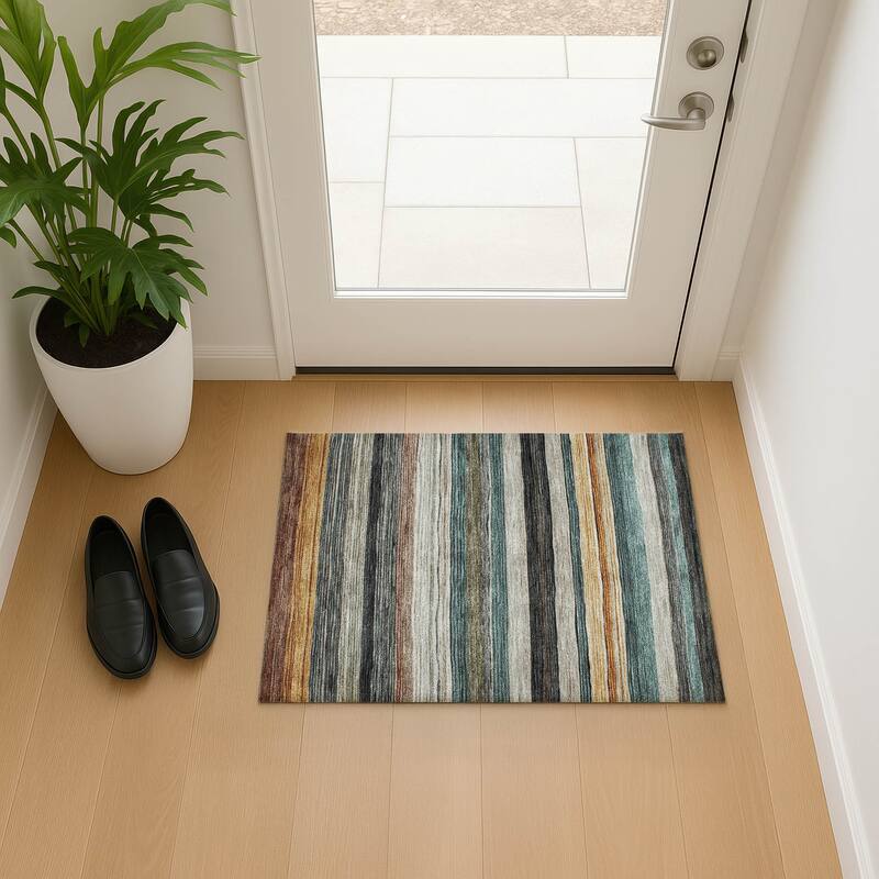 Premium Washable Super Soft Striped Mayfield Rug - Beige - 1'8" x 2'6"