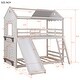 preview thumbnail 7 of 16, Twin Over Twin Bunk Bed with Roof, Window, Slide & Ladder - Adventure Awaits