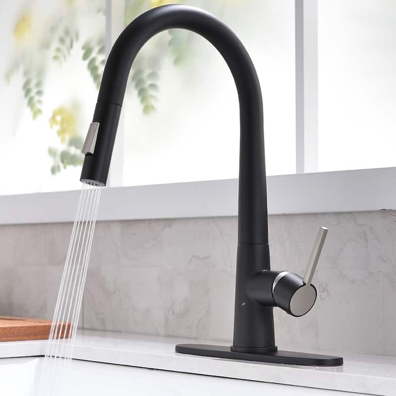 Touchless Kitchen Faucet with Pull Down Sprayer with Deck Plate