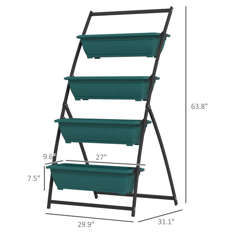 Self-Draining Raised Garden Bed Vertical Garden Planter Set Outdoor Planter Boxes with Stand and Drainage Hole for Courtyard