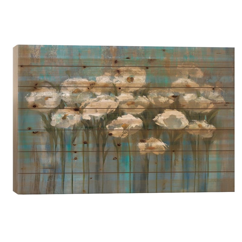 Anemones By The Lake I Print On Wood by Silvia Vassileva - Multi-Color - 26x40x1.5