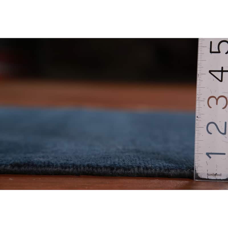 Hand Knotted Oriental 100% Wool Carpet Modern Solid Navy Blue & Blues Gabbeh Runner Rug - 8' 2'' X 2' 8''
