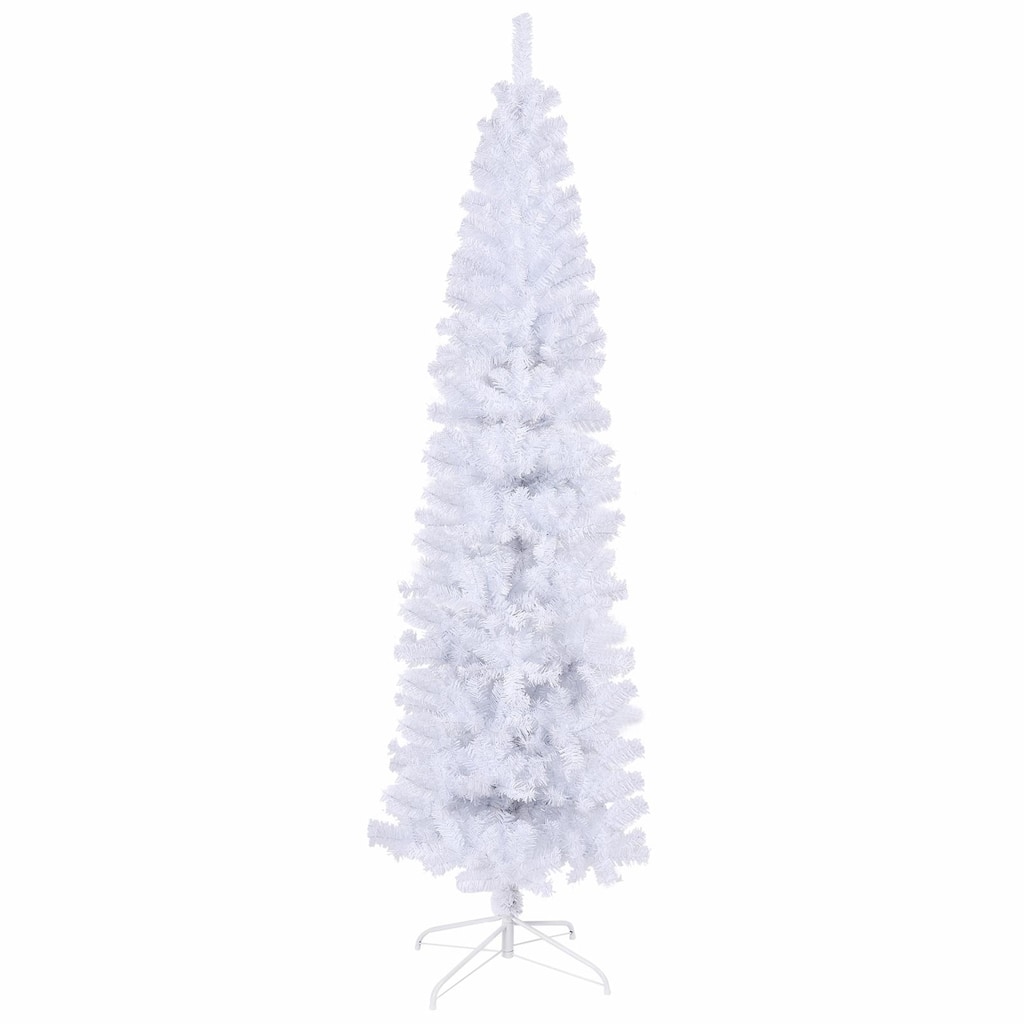 7.5ft Slim White Artificial Christmas Tree with Foldable Metal Stand