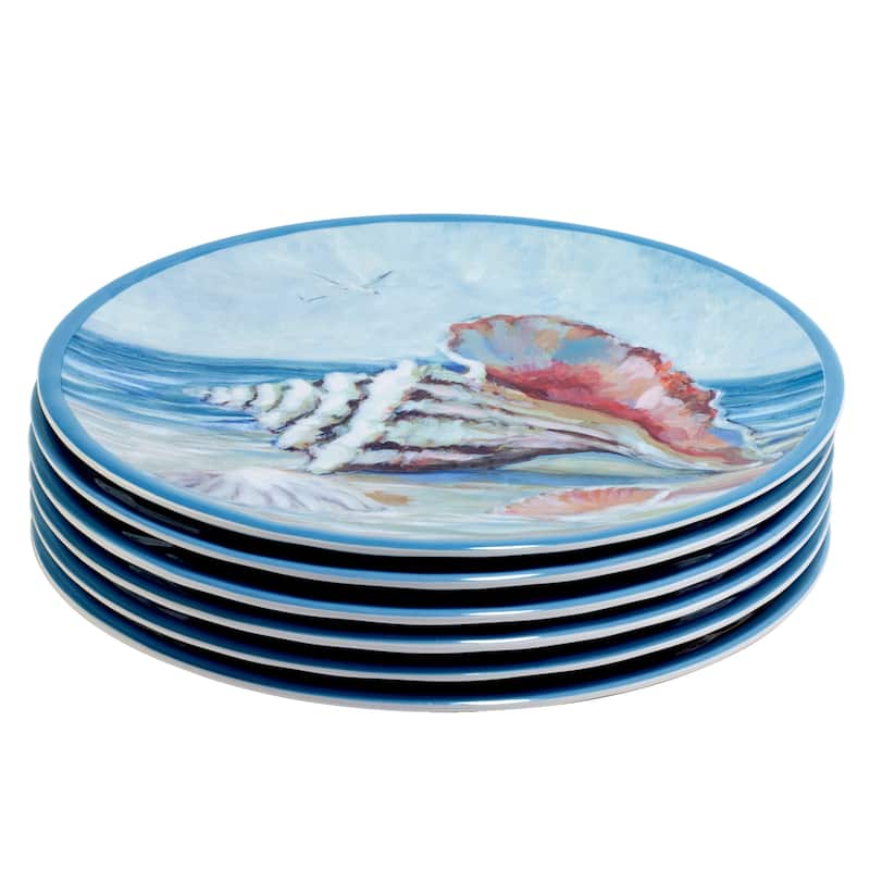 Certified International Seacoast Melamine 9" Salad/Dessert Plates, Set of 6 - 9" Diameter x 1"