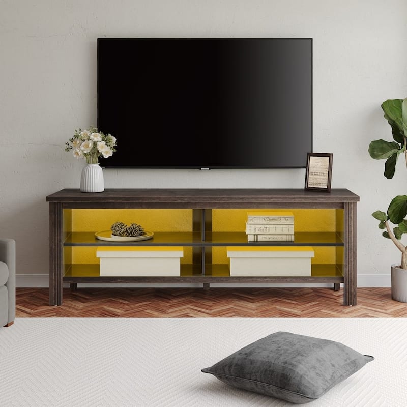 LED TV Stand for 65-75 Inch TV, TV Console with Warm White LED Light