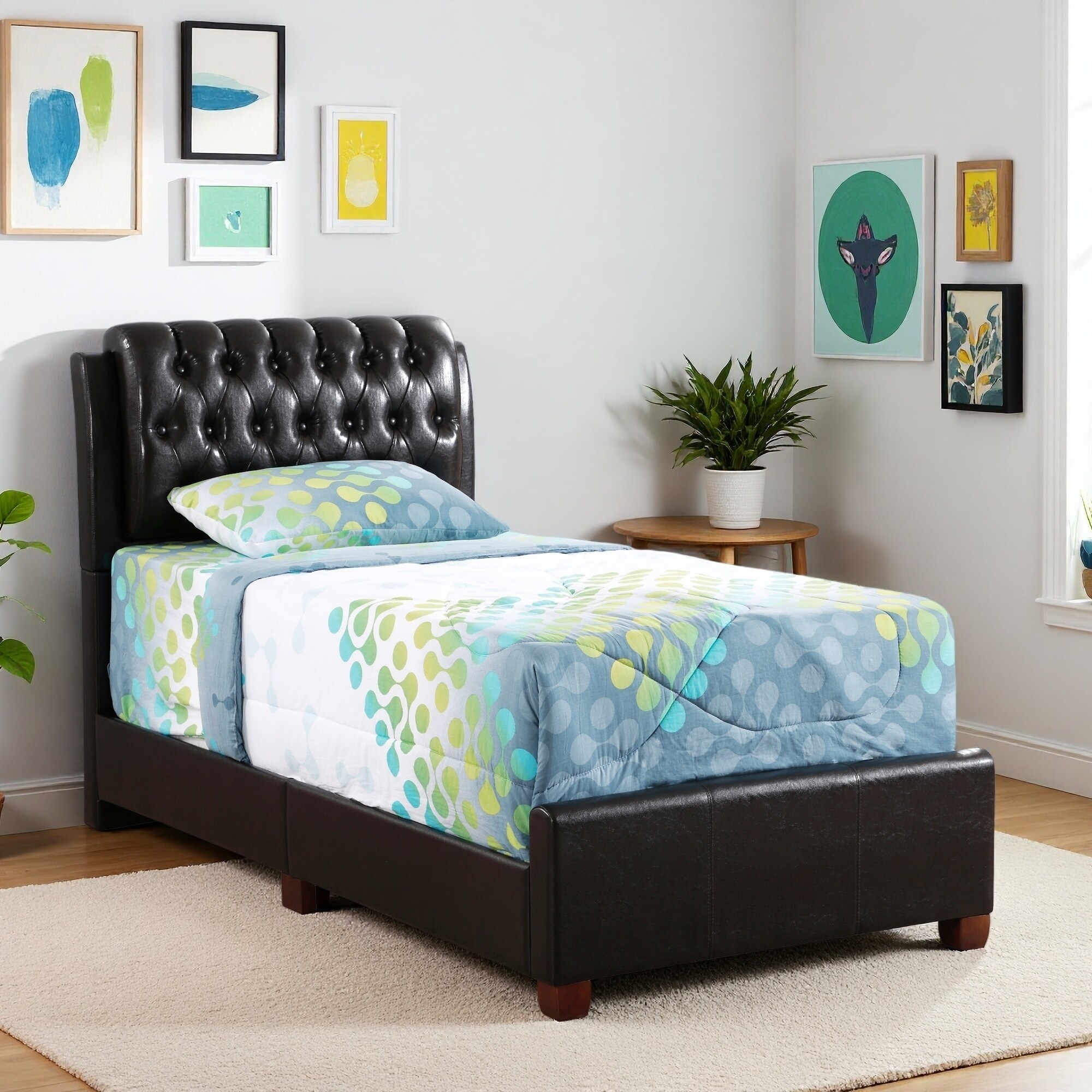 Upholstered Contemporary Platform Bed with Stylish Finish