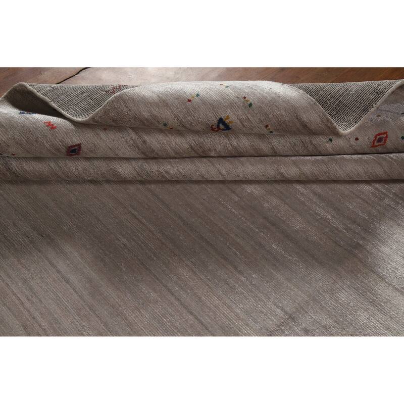 Hand Knotted Oriental 100% Wool Carpet Tribal Tribal Greys & Charcoal Gabbeh Area Rug - 9' 11'' X 7' 9''