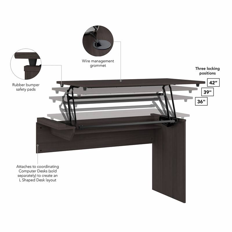 Cabot 3 Position Sit to Stand Desk Return by Bush Furniture