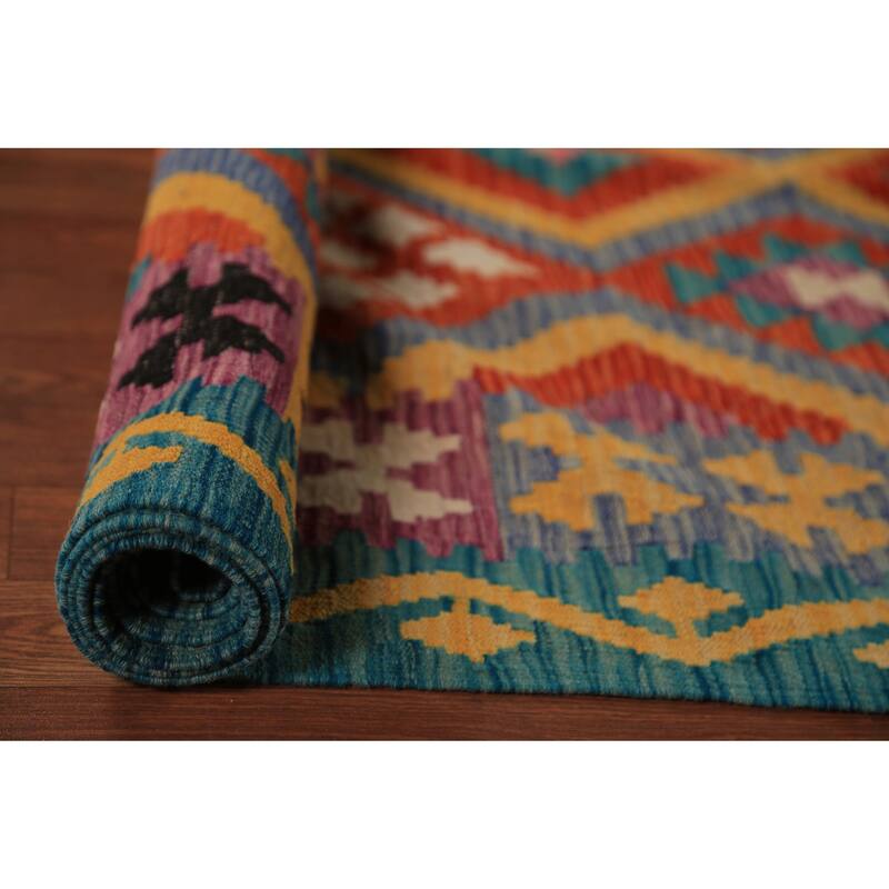 South Western Style Kilim Oriental Area Rug Hand-Woven Wool Carpet - 8'4"x 9'8"