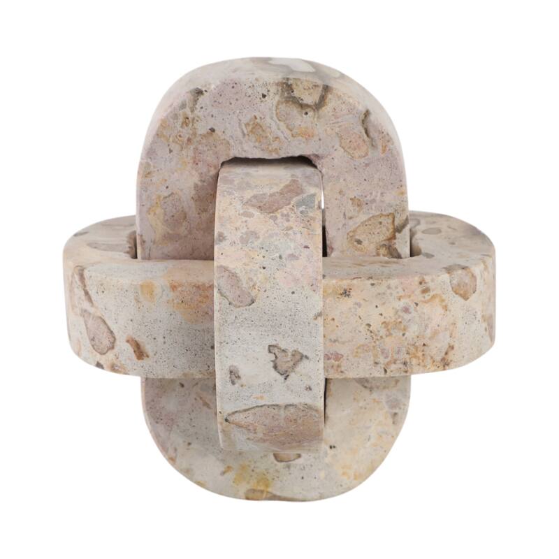 Stone Marble Decorative Object Interlocking Sculptural Form Accent