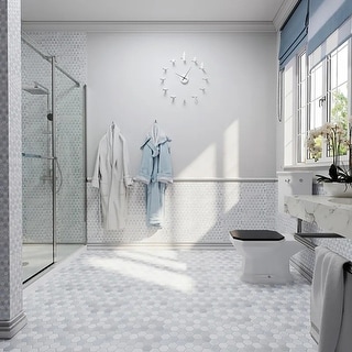 Apollo tile 12" x 12" Nubes Polished White Soft Blue Marble Tile (4.83 sq ft/case) - 5 Pack
