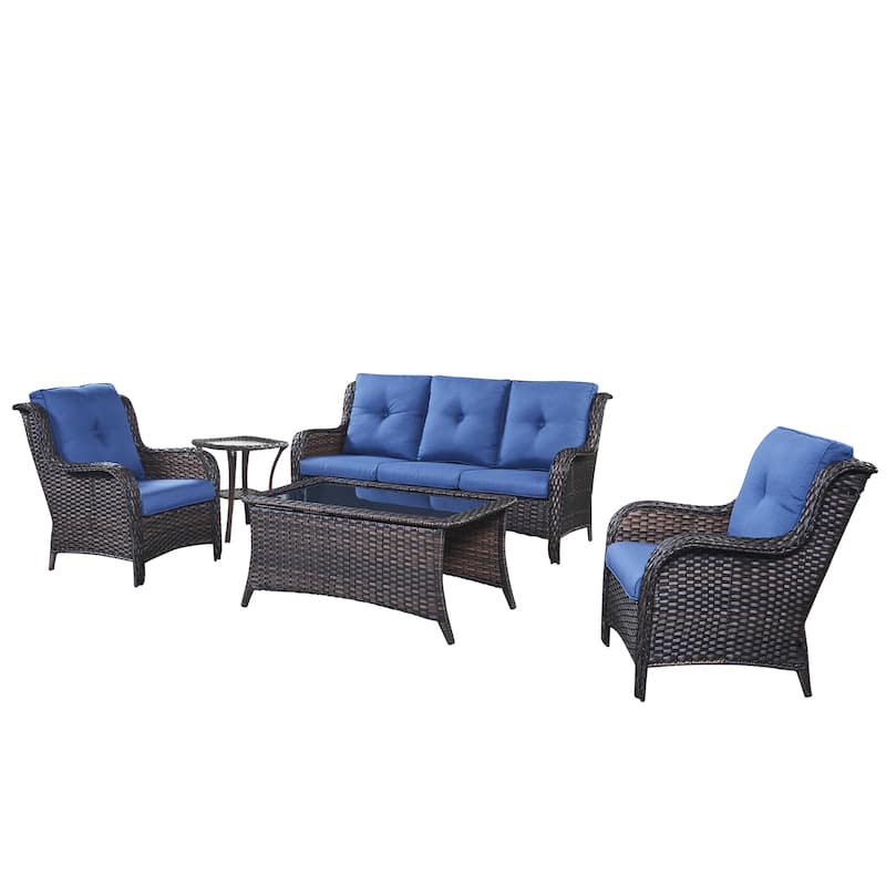 Pocassy Outdoor Patio Sofa Chairs with Coffee Table