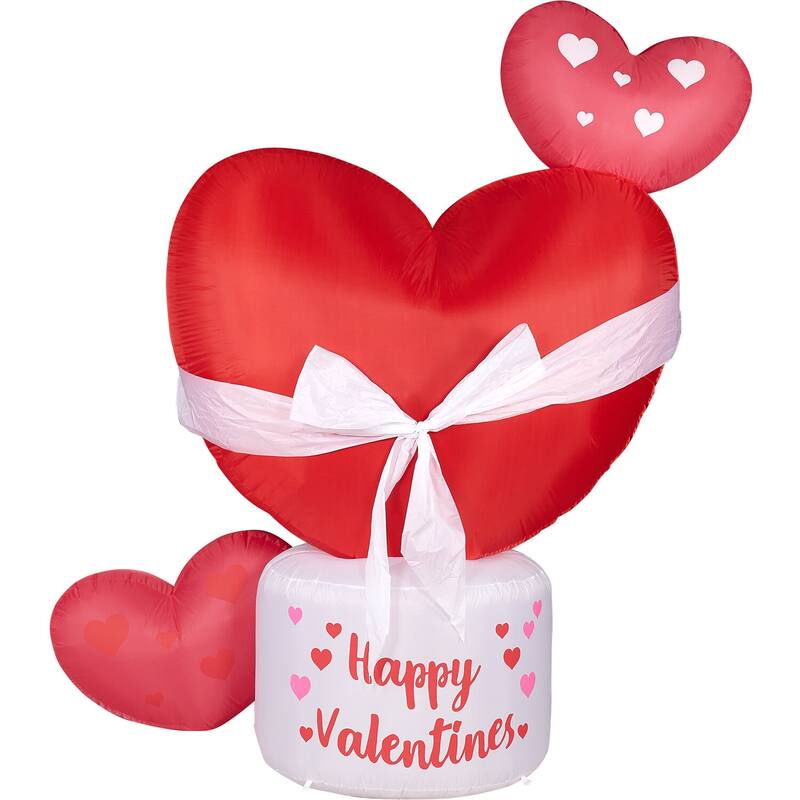 Fraser Hill Farm 8-Ft. Tall Valentine's Day Heart, Blow Up Inflatable - 8 Feet - Red - 8 Feet
