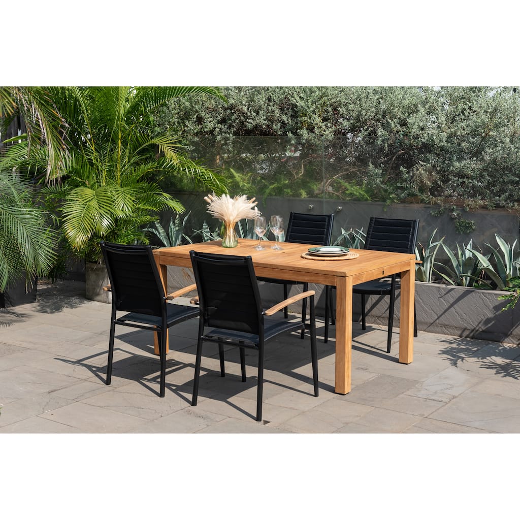 Amazonia Panhue FSC Teak Wood and Aluminum Outdoor Patio DIning Set