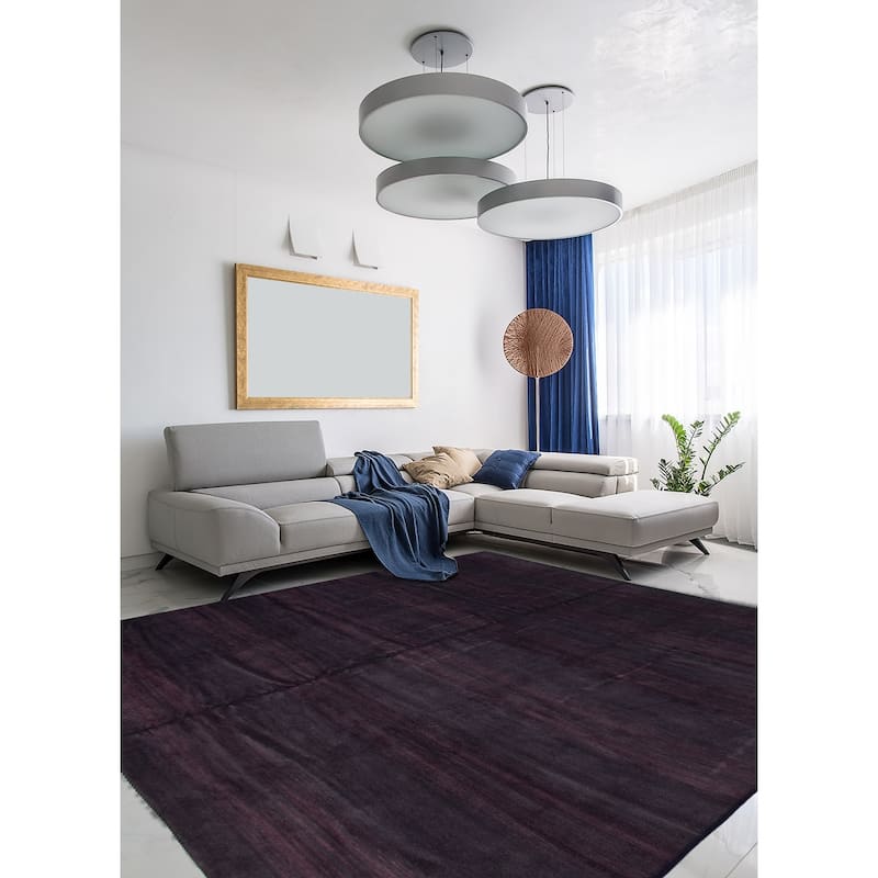 ECARPETGALLERY Hand-knotted Opulence Dark Purple Wool Rug - 11'6 x 11'2