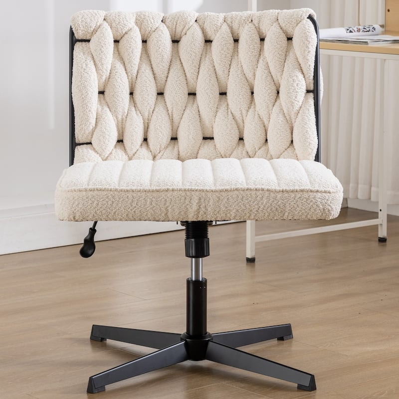 Modern Armless Upholstered Office Chairs No Wheels, Adjustable Height