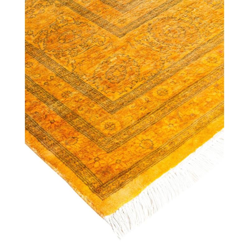 Overton Hand Knotted Wool Vintage Inspired Modern Contemporary Overdyed Gold Area Rug - 6' 2" x 9' 2"