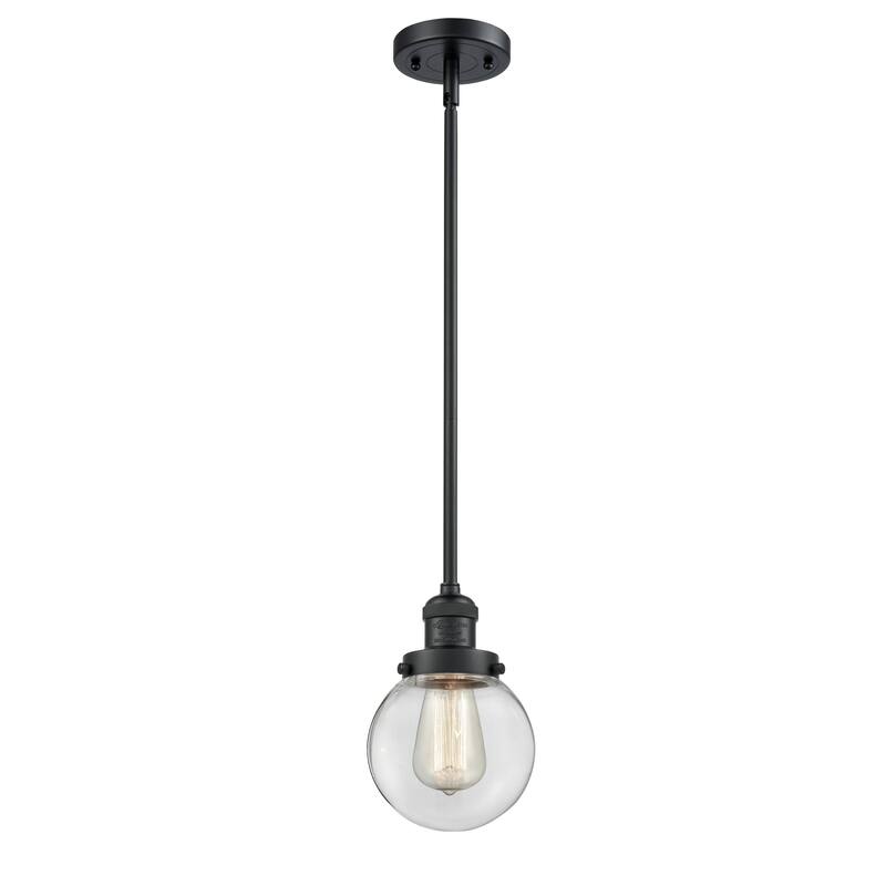 Innovations Lighting Franklin Restoration Beacon 1 Light 6" Stem Hung Mini Pendant - Clear/Matte Black