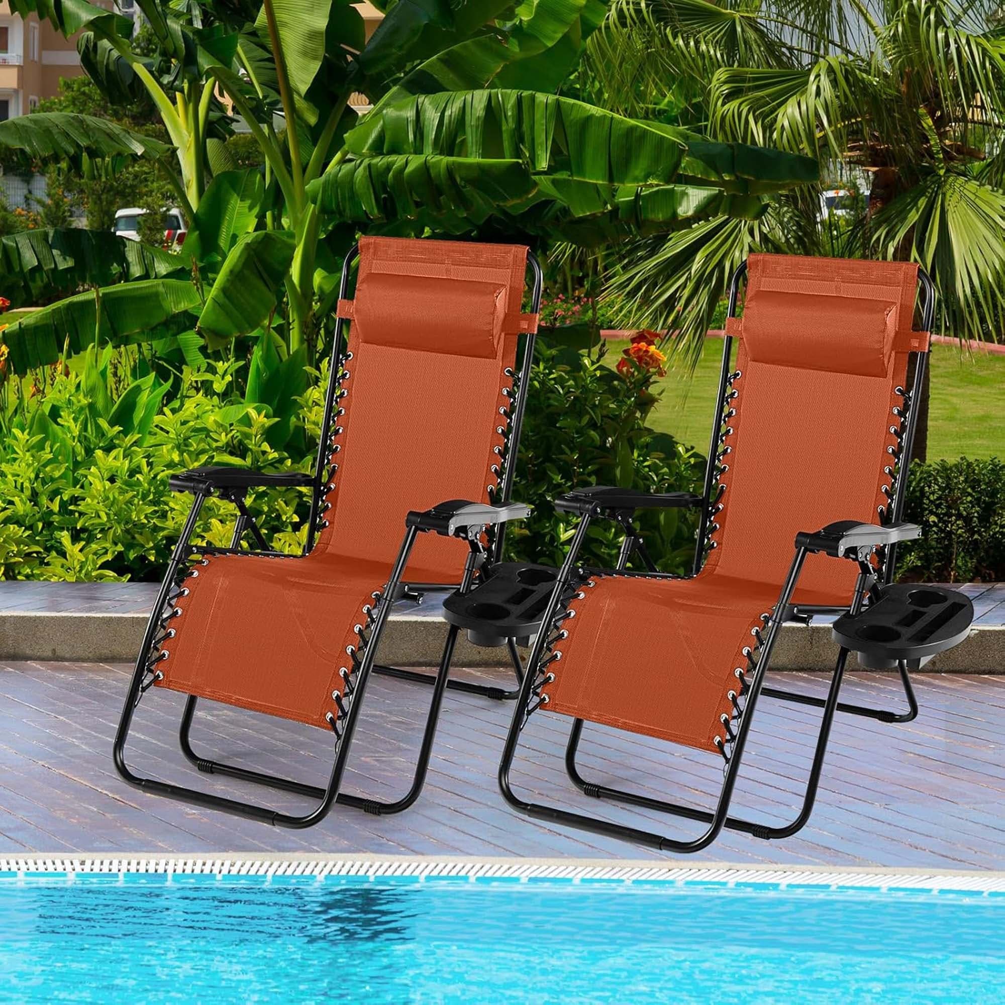1/2 PCS Zero Gravity Chair Folding Patio Lounge Chair Outdoor