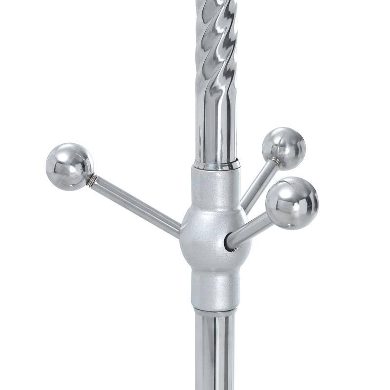 72" Silver Stainless Steel Coat Rack ,Solid Wood Brackets and Detachable Design