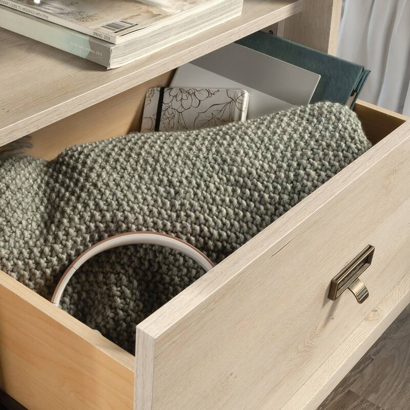 Wood Farmhouse Nightstand with 1 Drawer and Open Shelf