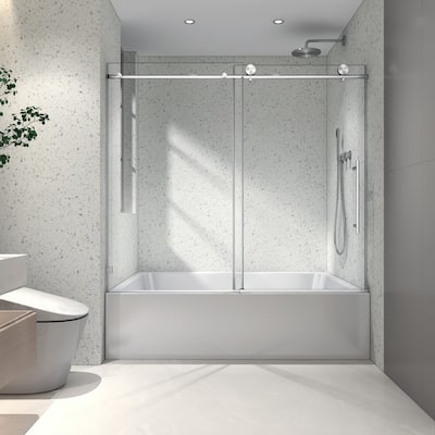 56"-60"W x 70"Frameless Tub Door with Adjustable Soft-Close Feature