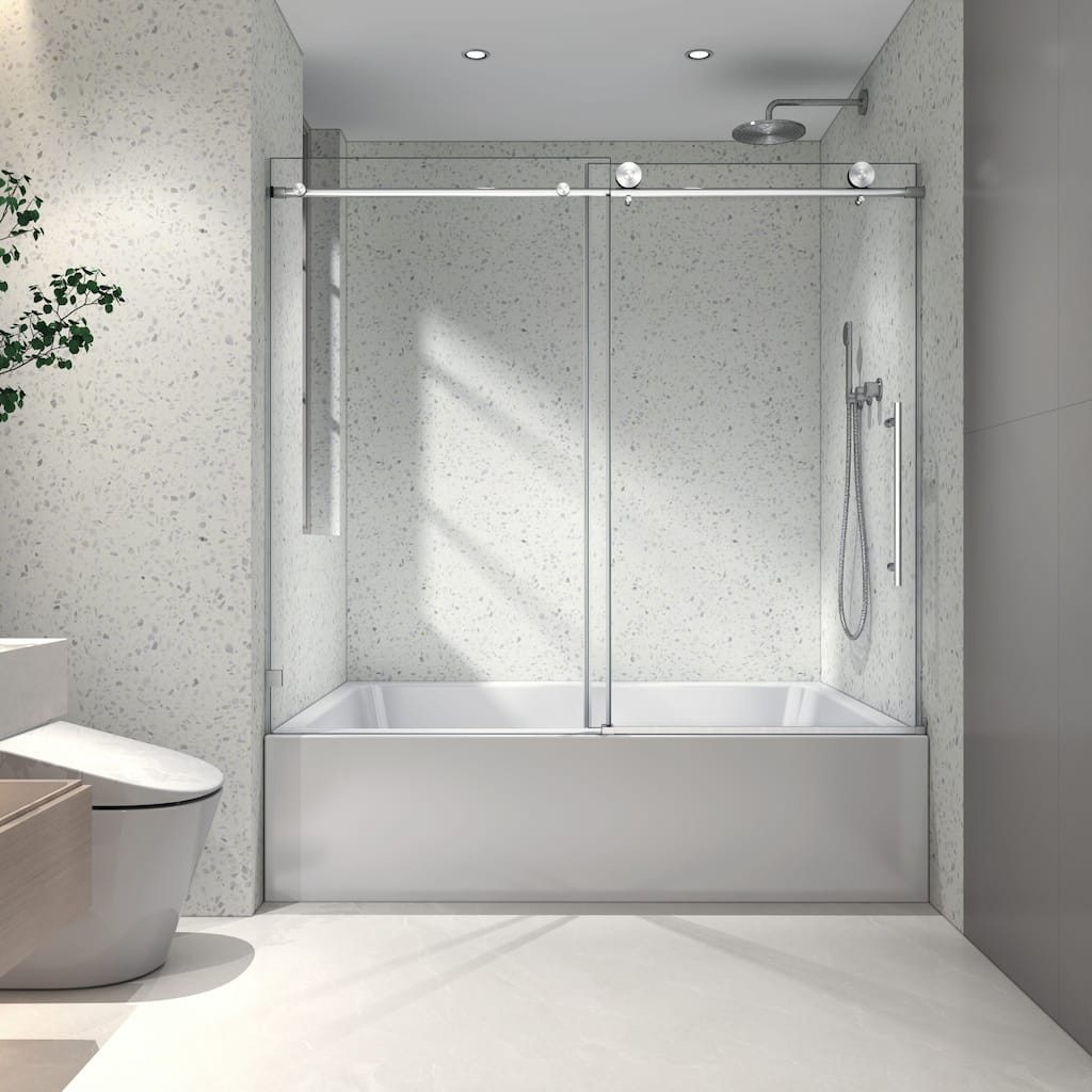 56"-60"W x 70"Frameless Tub Door with Adjustable Soft-Close Feature