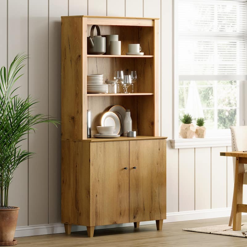 Modern 71" Tall Pantry Cabinet with Doors & Shelves for Dining Room