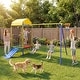 preview thumbnail 2 of 8, Gymax 5-in-1 Kids Swing Set w/Trampoline Roof 2 Belt Swings Slide