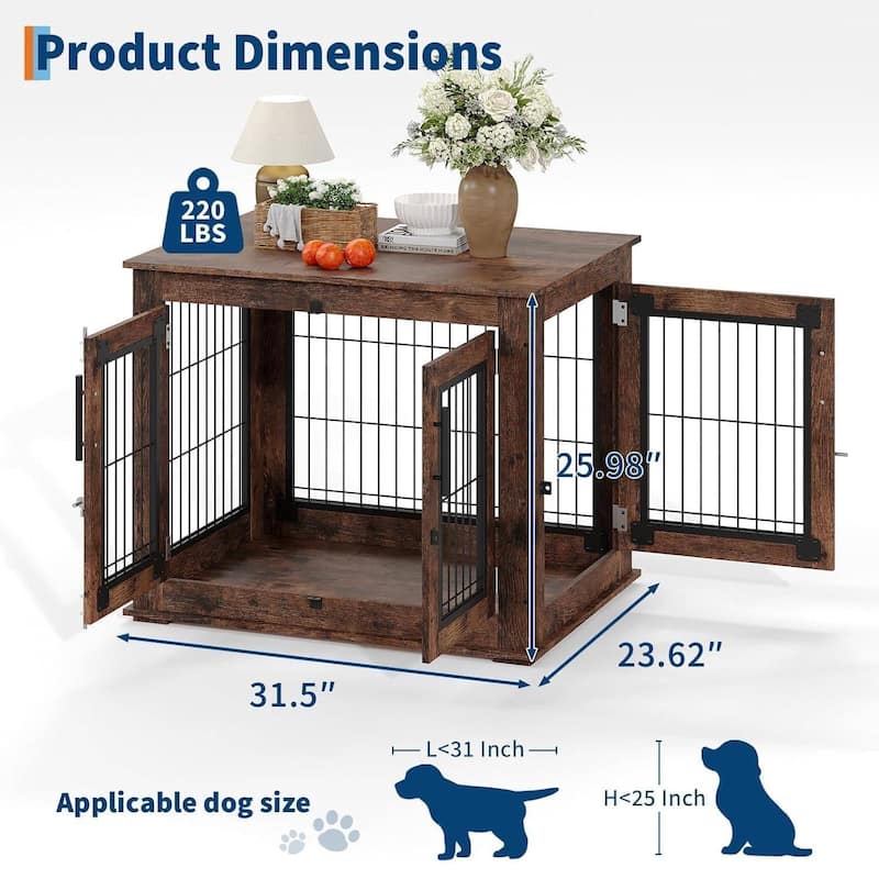 Chew-Resistant Medium Dog Crate Furniture, Dog Cage for Indoor Use*