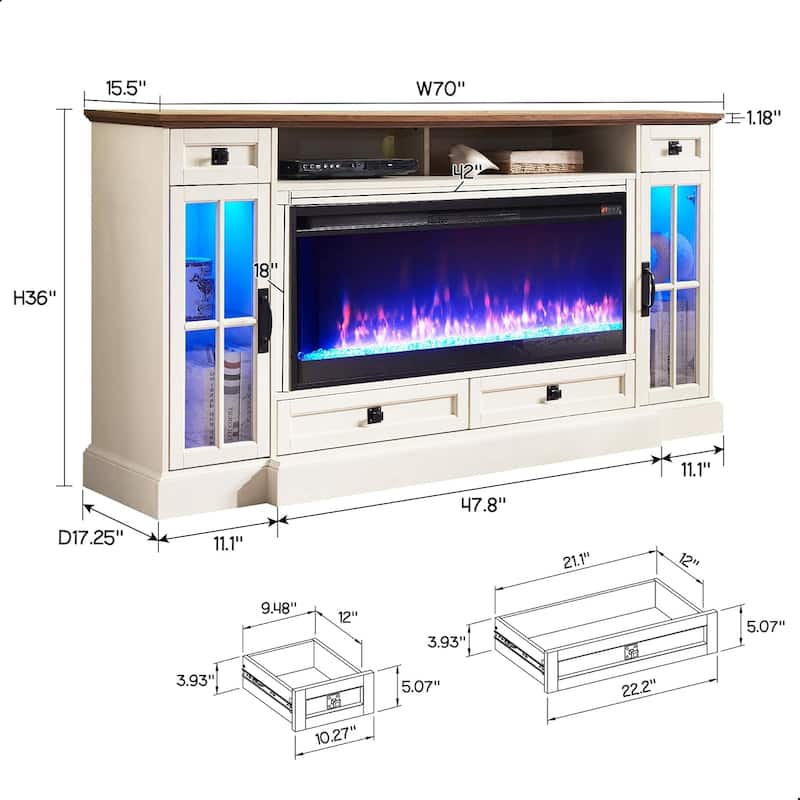 Fireplace TV Stand for 80 Inch TV, Entertainment Center,Media Console
