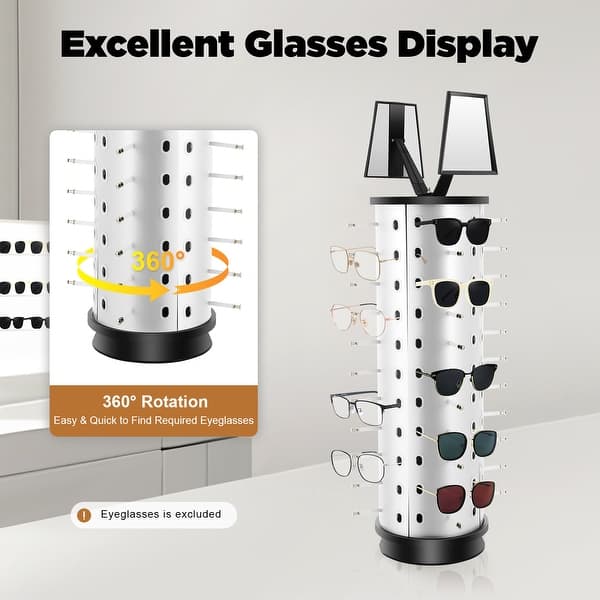 Tapischion 72 Pairs Rotating Glasses Display Stand, Modern Sunglasses Storage Organizer With Wheels And Storage Cabinet For Commercial
