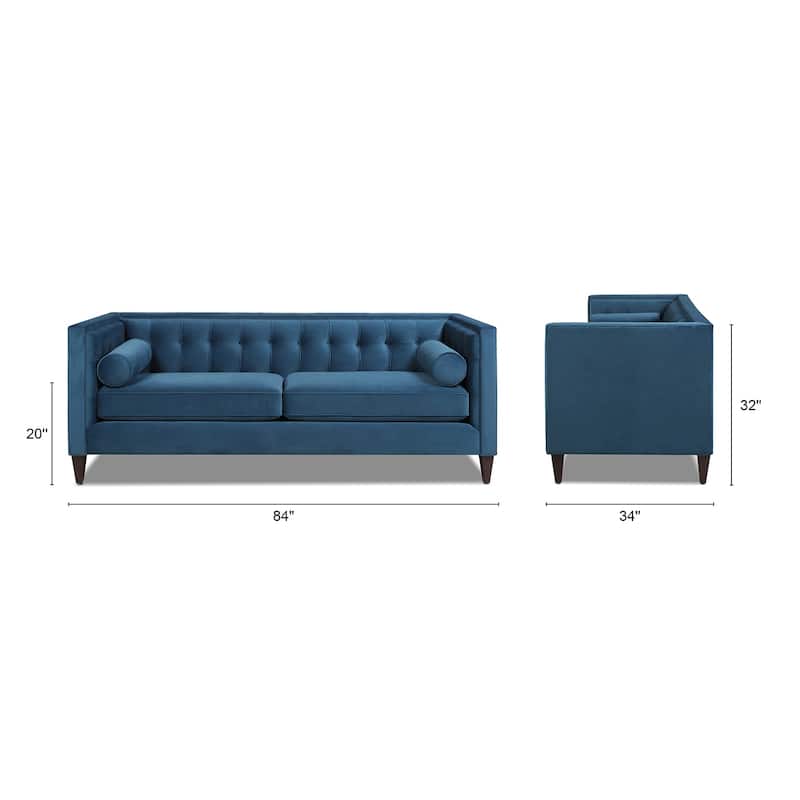 Jack 84" Mid-Century Modern Tuxedo Sofa with Bolster Pillows