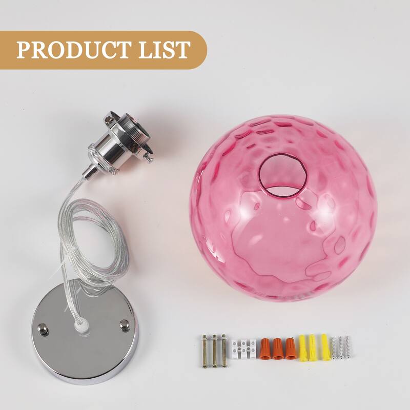 1-Light Metal Hanging Pendant Light with Glass Shade for Kitchen Island